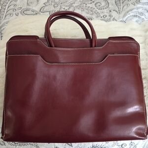 Franklin Covey Elegant Burgundy Leather Briefcase Bag Preloved